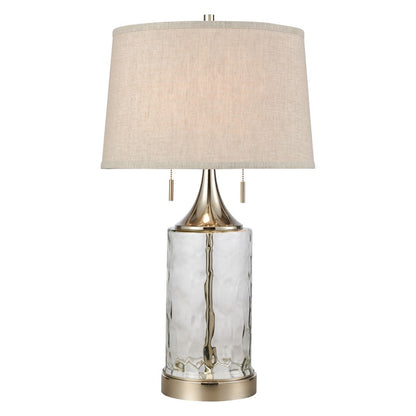 Atlas Lighting Tribeca 27in 2-Light Table Lamp | Clear Water Glass and Polished Nickel | Living Room & Bedroom | Model PL11110-CL