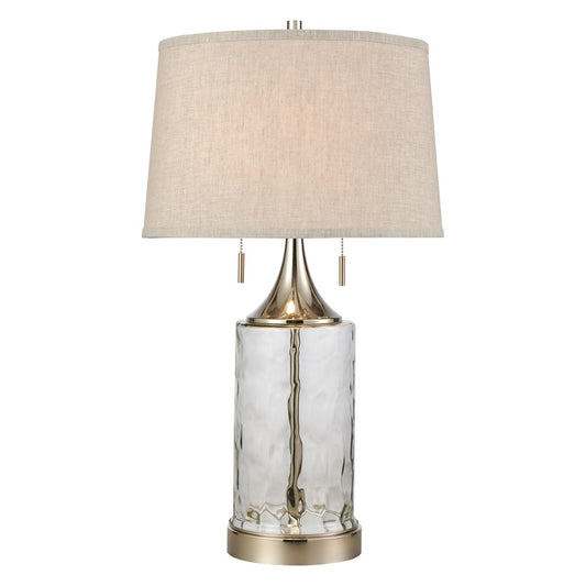 Atlas Lighting Tribeca 27in 2-Light Table Lamp | Clear Water Glass and Polished Nickel | Living Room & Bedroom | Model PL11110-CL