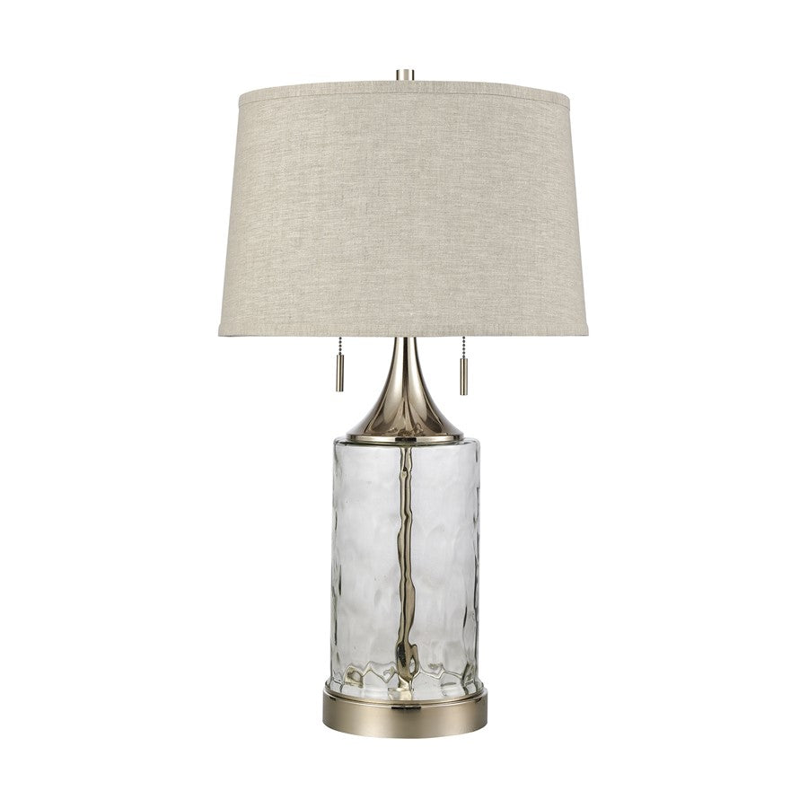 Atlas Lighting Tribeca 27in 2-Light Table Lamp | Clear Water Glass and Polished Nickel | Living Room & Bedroom | Model PL11110-CL