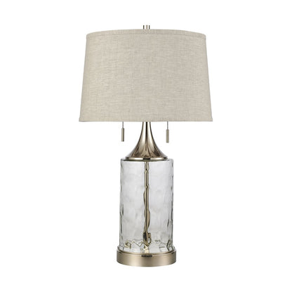 Atlas Lighting Tribeca 27in 2-Light Table Lamp | Clear Water Glass and Polished Nickel | Living Room & Bedroom | Model PL11110-CL