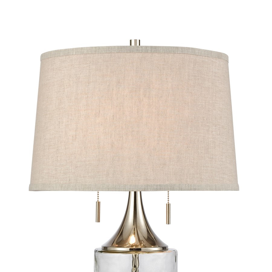 Atlas Lighting Tribeca 27in 2-Light Table Lamp | Clear Water Glass and Polished Nickel | Living Room & Bedroom | Model PL11110-CL