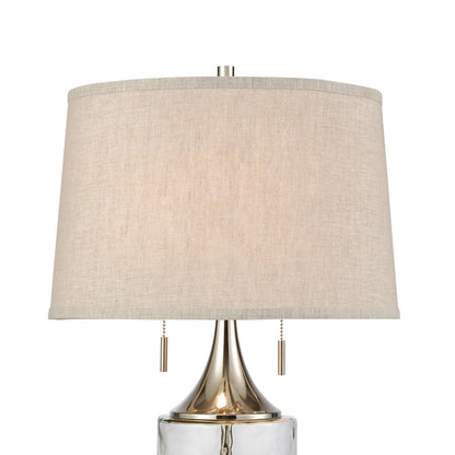 Atlas Lighting Tribeca 27in 2-Light Table Lamp | Clear Water Glass and Polished Nickel | Living Room & Bedroom | Model PL11110-CL
