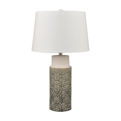 Atlas Lighting Tula 30in 1-Light Table Lamp Set of 2 | Gray Glazed Earthenware and Off White Linen | Living Room & Bedroom | Model PL11111-GYS