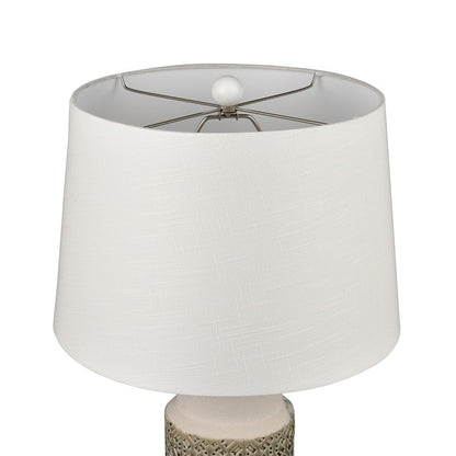 Atlas Lighting Tula 30in 1-Light Table Lamp Set of 2 | Gray Glazed Earthenware and Off White Linen | Living Room & Bedroom | Model PL11111-GYS