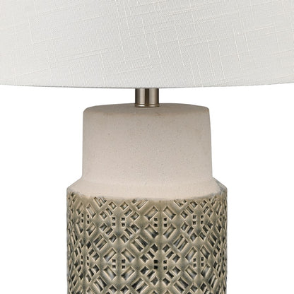 Atlas Lighting Tula 30in 1-Light Table Lamp Set of 2 | Gray Glazed Earthenware and Off White Linen | Living Room & Bedroom | Model PL11111-GYS