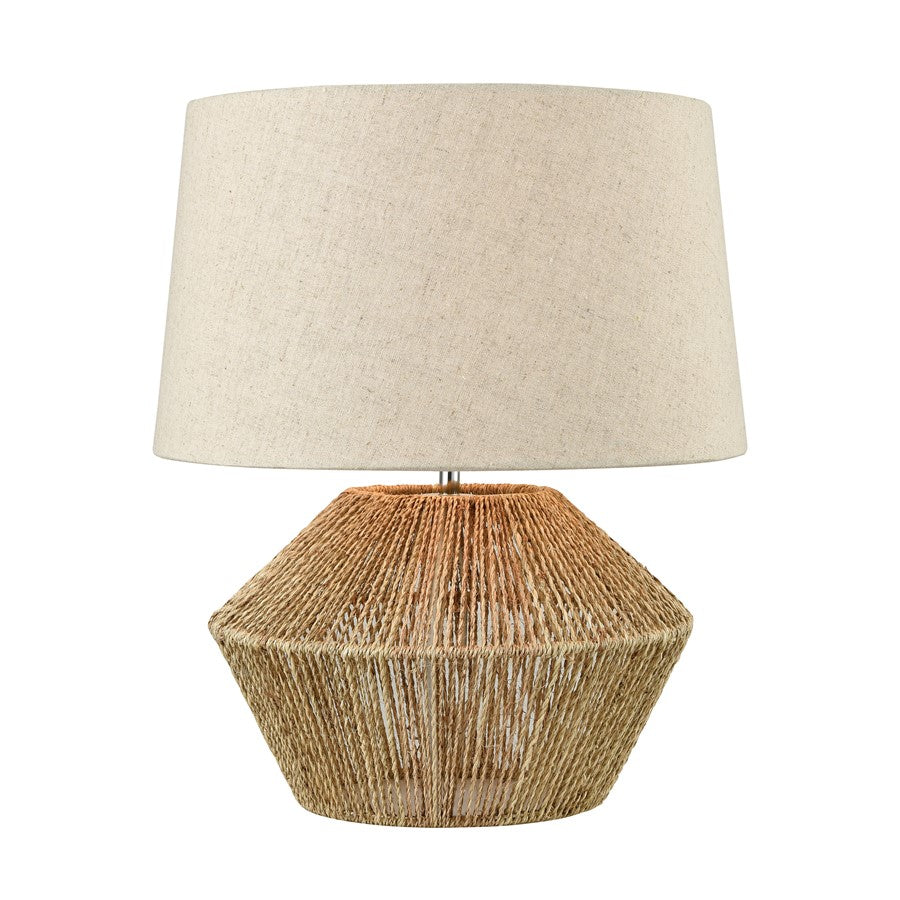Atlas Lighting Vavda 19.5in 1-Light Table Lamp | Natural Rope and Off White Fabric | Living Room & Bedroom | 14 x 14 x 19.5 in | Model PL11112-NA