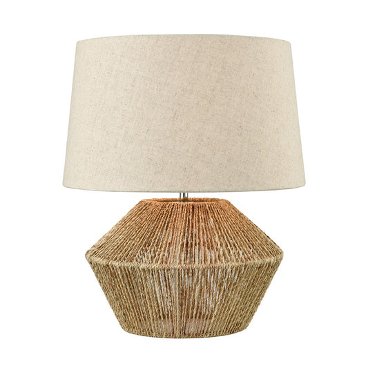 Atlas Lighting Vavda 19.5in 1-Light Table Lamp | Natural Rope and Off White Fabric | Living Room & Bedroom | 14 x 14 x 19.5 in | Model PL11112-NA