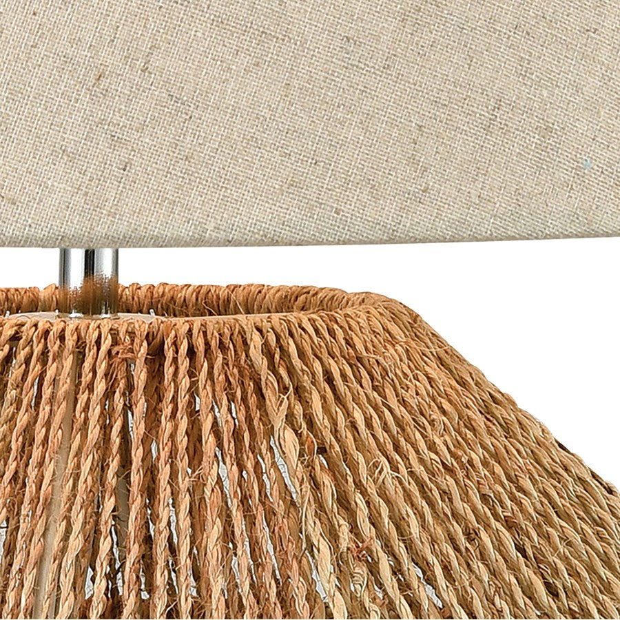 Atlas Lighting Vavda 19.5in 1-Light Table Lamp | Natural Rope and Off White Fabric | Living Room & Bedroom | 14 x 14 x 19.5 in | Model PL11112-NA