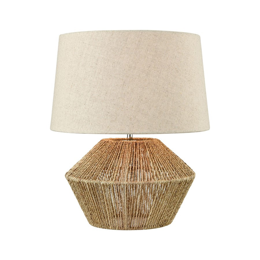Atlas Lighting Vavda 19.5in 1-Light Table Lamp | Natural Rope and Off White Fabric | Living Room & Bedroom | 14 x 14 x 19.5 in | Model PL11112-NA