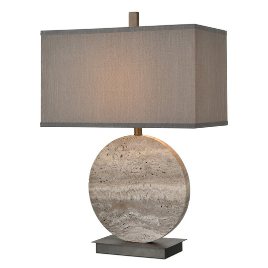 Atlas Lighting Vermouth 26.5in 1-Light Table Lamp | Gray Stone and Bronze Metal | Living Room & Bedroom | 18 x 10 x 26.5 in | Model PL11113-GY