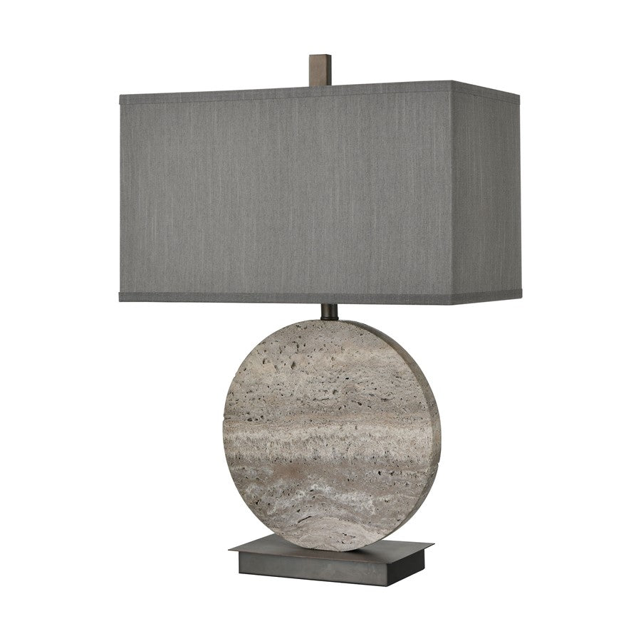 Atlas Lighting Vermouth 26.5in 1-Light Table Lamp | Gray Stone and Bronze Metal | Living Room & Bedroom | 18 x 10 x 26.5 in | Model PL11113-GY