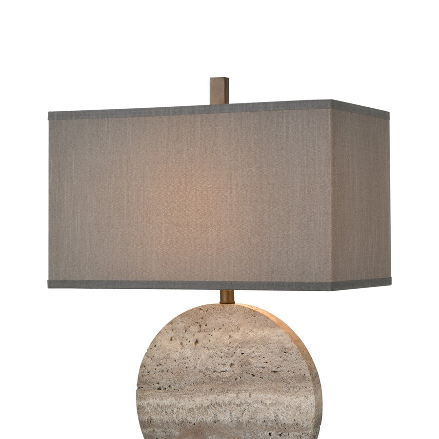 Atlas Lighting Vermouth 26.5in 1-Light Table Lamp | Gray Stone and Bronze Metal | Living Room & Bedroom | 18 x 10 x 26.5 in | Model PL11113-GY