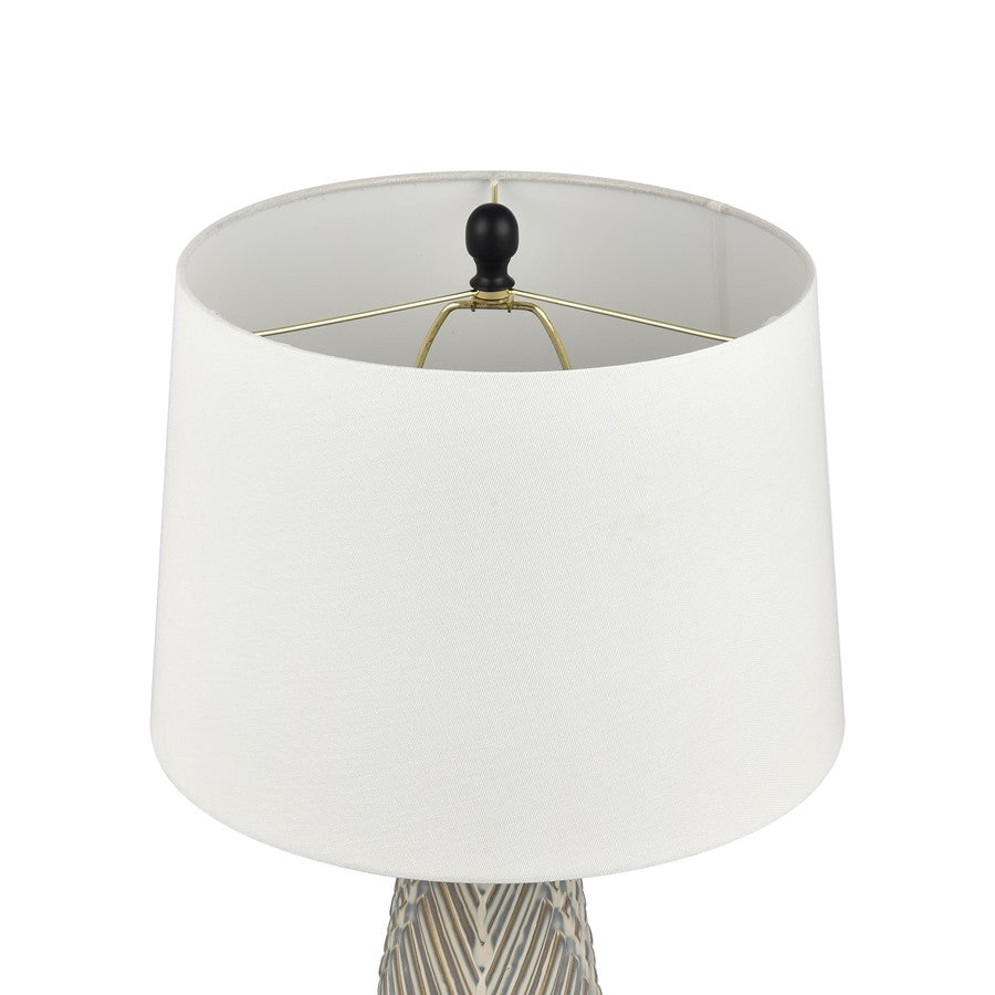 Atlas Lighting Whitland 30in 1-Light Table Lamp | Transitional Gray Glazed Earthenware and White Linen Shade | Living Room | Model PL11115-GY
