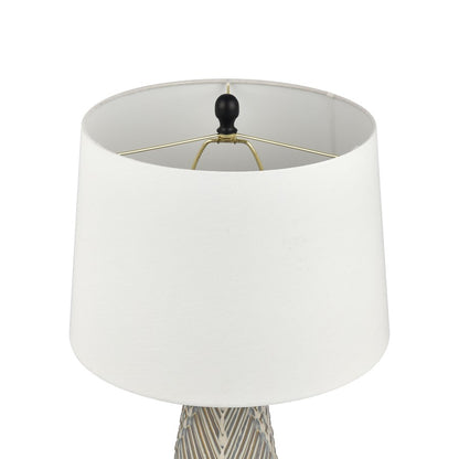 Atlas Lighting Whitland 30in 1-Light Table Lamp | Transitional Gray Glazed Earthenware and White Linen Shade | Living Room | Model PL11115-GY