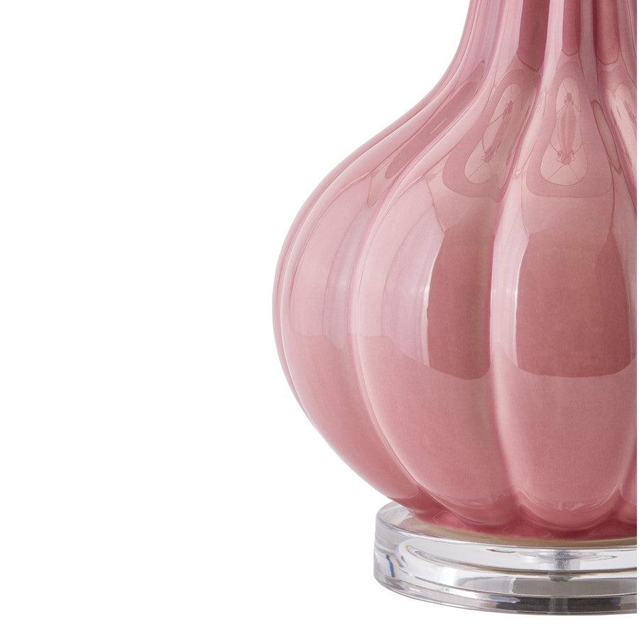 Atlas Lighting Abbey Lane 30in 1-Light Table Lamp | Traditional Pink Earthenware and White Linen Shade | Living Room & Bedroom | Model PL11121-PK
