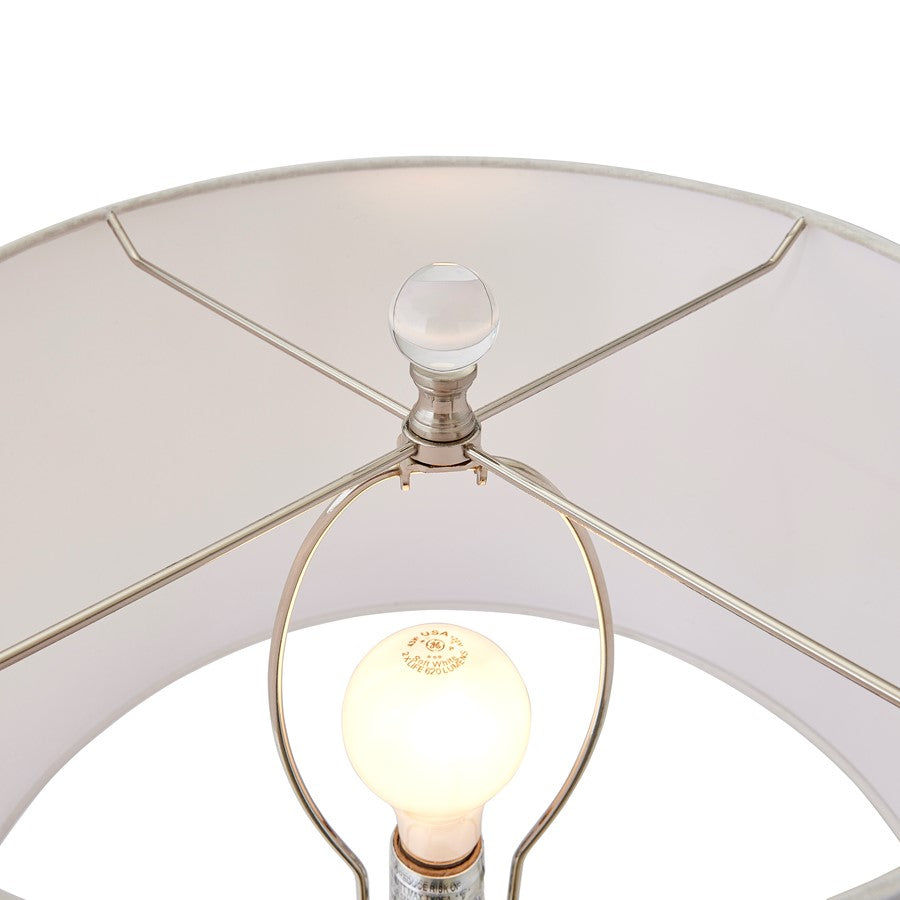 Atlas Lighting Abbey Lane 30in 1-Light Table Lamp | Traditional Pink Earthenware and White Linen Shade | Living Room & Bedroom | Model PL11121-PK