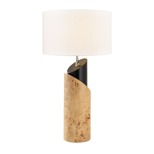 Atlas Lighting Kincaid 29.5" 1Lt Table Lamp, Natural Burl/White - PL11178-NA