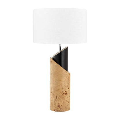 Atlas Lighting Kincaid 29.5" 1Lt Table Lamp, Natural Burl/White