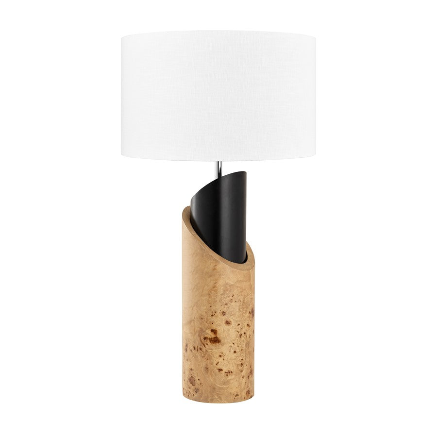 Atlas Lighting Kincaid 29.5" 1Lt Table Lamp, Natural Burl/White