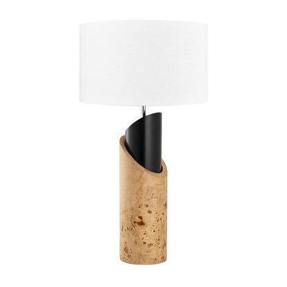 Atlas Lighting Kincaid 29.5" 1Lt Table Lamp, Natural Burl/White