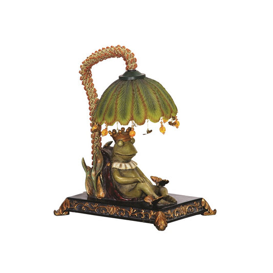 Atlas Lighting Sleeping King Frog 12" 1Lt Table Lamp, Multi/Green - PL11225-MU