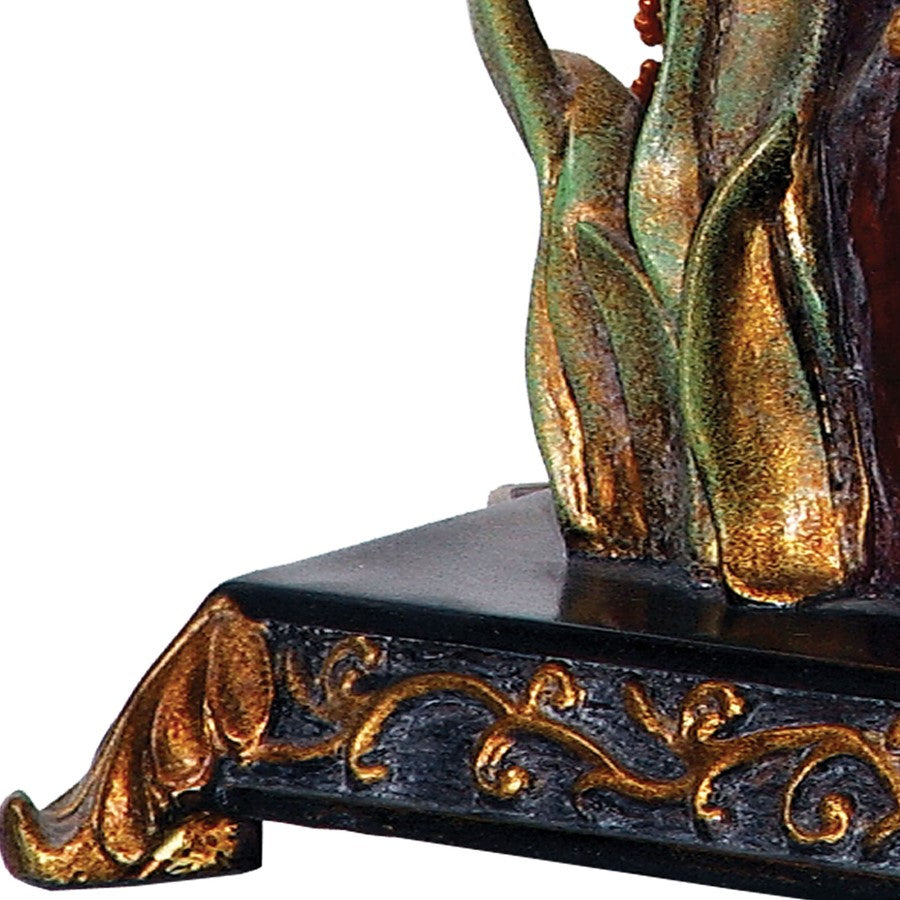 Atlas Lighting Sleeping King Frog 12" 1Lt Table Lamp, Multi/Green
