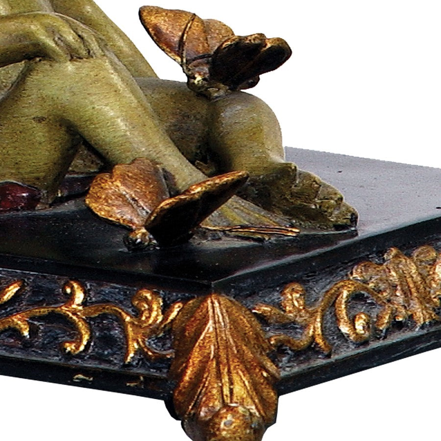 Atlas Lighting Sleeping King Frog 12" 1Lt Table Lamp, Multi/Green