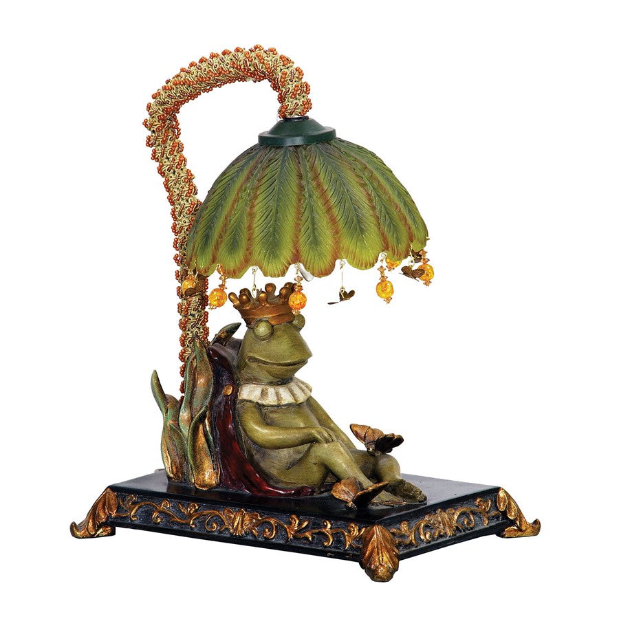 Atlas Lighting Sleeping King Frog 12" 1Lt Table Lamp, Multi/Green