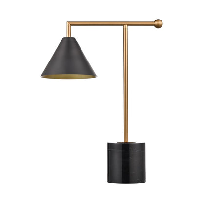 Atlas Lighting Halton 20in 1-Light Table Lamp | Modern Black Metal and Stone with Satin Brass Accents | Living Room & Bedroom | Model PL11238-BK