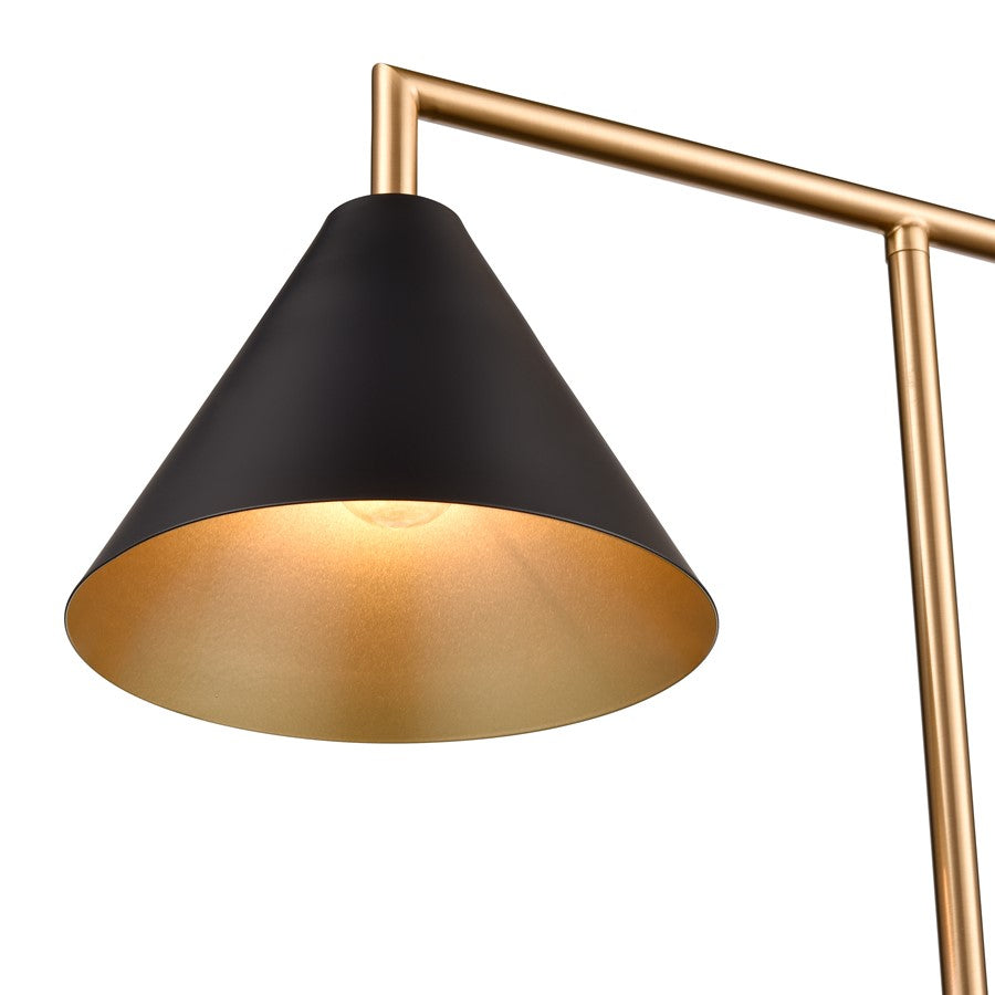 Atlas Lighting Halton 20in 1-Light Table Lamp | Modern Black Metal and Stone with Satin Brass Accents | Living Room & Bedroom | Model PL11238-BK