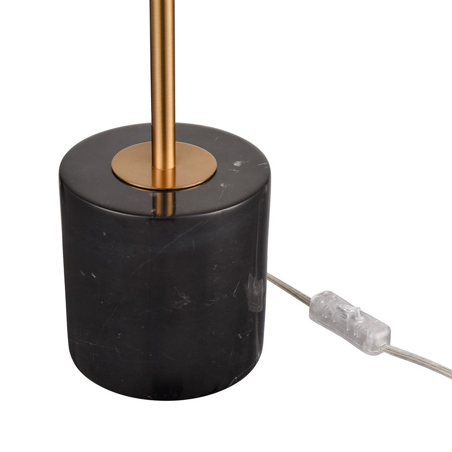 Atlas Lighting Halton 20in 1-Light Table Lamp | Modern Black Metal and Stone with Satin Brass Accents | Living Room & Bedroom | Model PL11238-BK