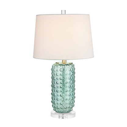 Atlas Lighting Caicos 25in 1-Light Table Lamp | Transitional Seafoam Green Glass and White Fabric Shade | Living Room & Bedroom | Model PL11239-GN