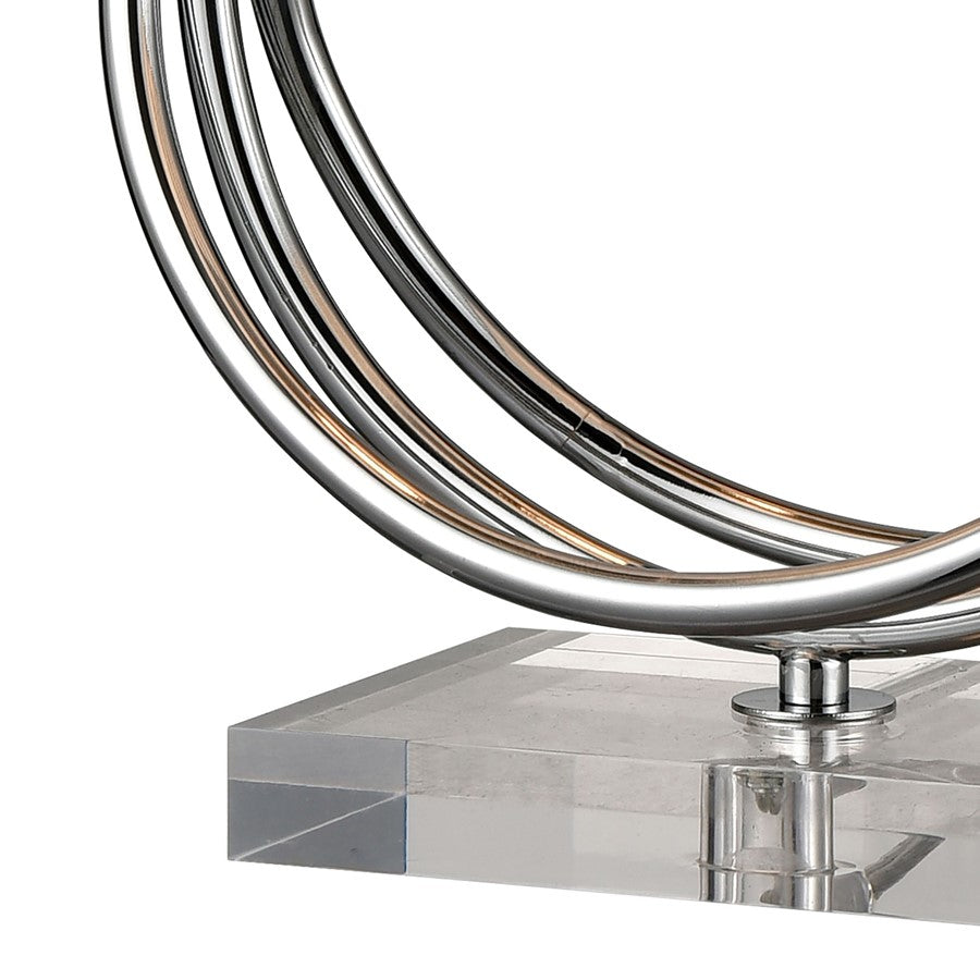Atlas Eero 24in 1-Light Table Lamp | Transitional Chrome Metal and White Linen | Living Room & Hallway | 15 x 9 x 24 in | Model PL11245-CH