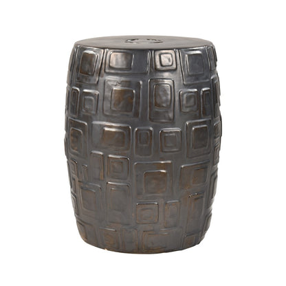 Atlas Lighting Cambeck 14in Round Accent Stool | Blackened Bronze Glazed Earthenware | Living Room & Entryway Seating | Model SE11008-01