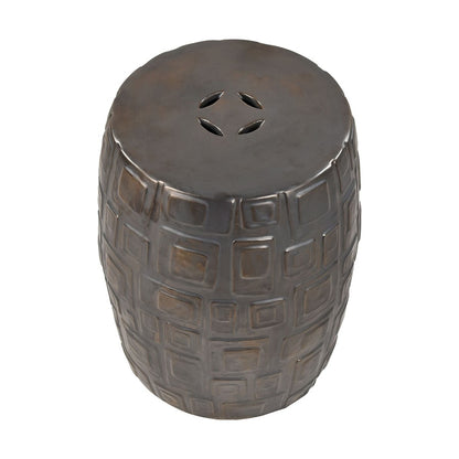 Atlas Lighting Cambeck 14in Round Accent Stool | Blackened Bronze Glazed Earthenware | Living Room & Entryway Seating | Model SE11008-01