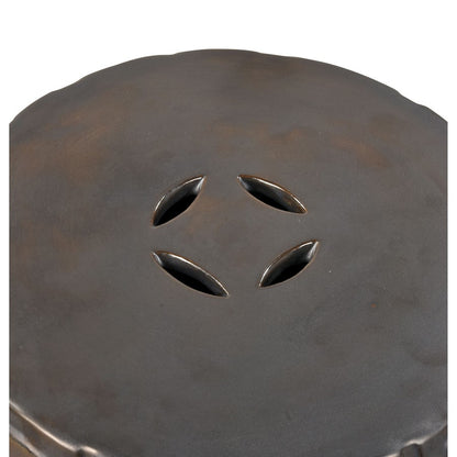 Atlas Lighting Cambeck 14in Round Accent Stool | Blackened Bronze Glazed Earthenware | Living Room & Entryway Seating | Model SE11008-01