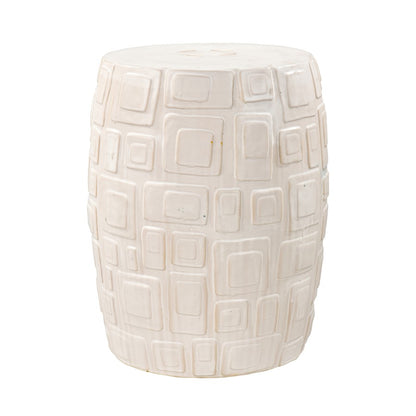 Atlas Lighting Cambeck 14in Round Accent Stool | Cream Glazed Earthenware | Living Room & Entryway Seating | 14 x 14 x 18 in | Model SE11008-02