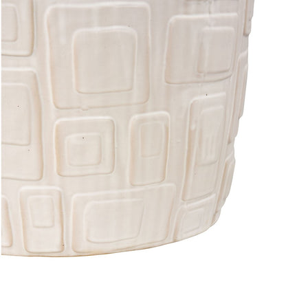 Atlas Lighting Cambeck 14in Round Accent Stool | Cream Glazed Earthenware | Living Room & Entryway Seating | 14 x 14 x 18 in | Model SE11008-02