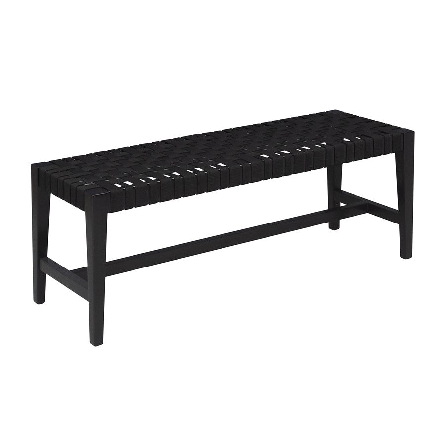 Atlas Lighting Causeway 48in Bench | Transitional Ebony Wood and Black Fabric Webbing | Entryway & Mudroom Seating | Model SE11010-01