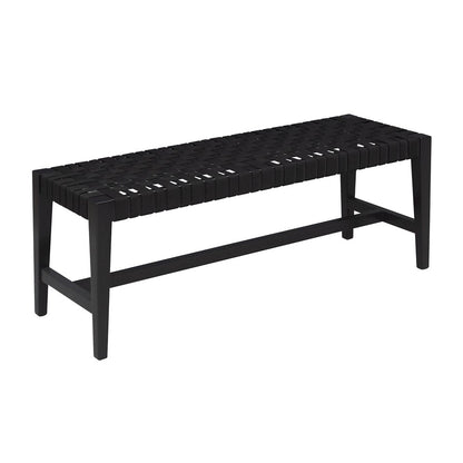 Atlas Lighting Causeway 48in Bench | Transitional Ebony Wood and Black Fabric Webbing | Entryway & Mudroom Seating | Model SE11010-01