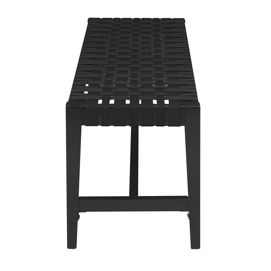 Atlas Lighting Causeway 48in Bench | Transitional Ebony Wood and Black Fabric Webbing | Entryway & Mudroom Seating | Model SE11010-01