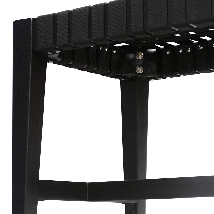 Atlas Lighting Causeway 48in Bench | Transitional Ebony Wood and Black Fabric Webbing | Entryway & Mudroom Seating | Model SE11010-01