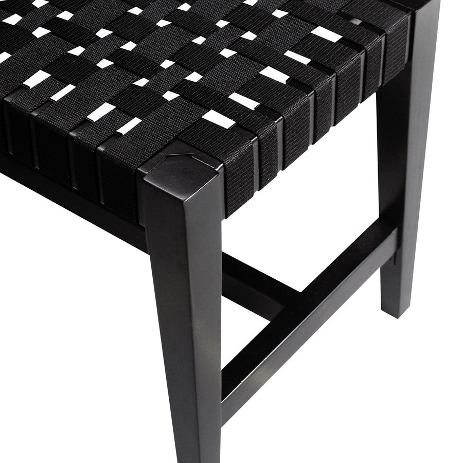 Atlas Lighting Causeway 48in Bench | Transitional Ebony Wood and Black Fabric Webbing | Entryway & Mudroom Seating | Model SE11010-01