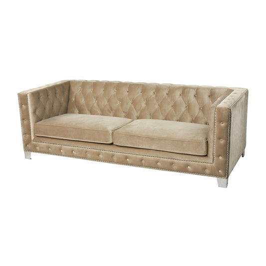 Atlas Lighting Concepcion 85in Sofa | Transitional Champagne Gold Velvet and Chrome | Living Room & Family Room Seating | Model SE11012-01
