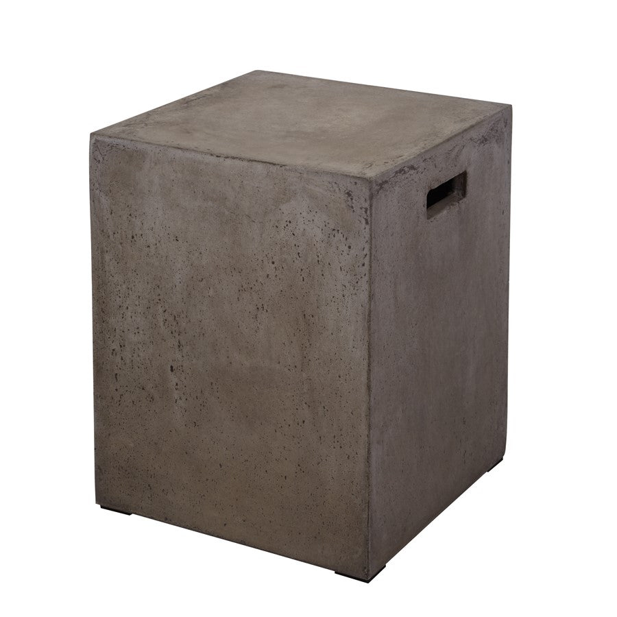Atlas Lighting Cubo 13.75in Accent Stool | Minimalist Polished Concrete | Indoor & Outdoor Seating | 13.75 x 13.75 x 18 in | Model SE11015-01