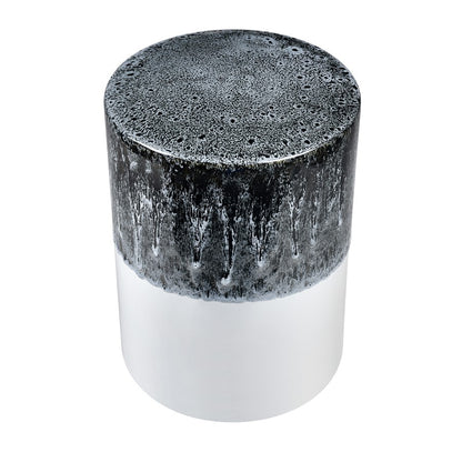 Atlas Lighting Gallemore 13.25in Stool | Modern Black and White Glazed Earthenware | Accent Seating & Table | 13.25 x 13.25 x 18 in | Model SE11019-01