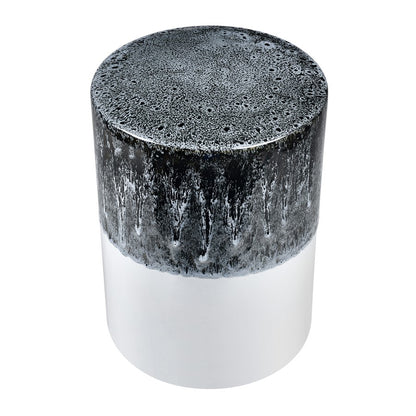 Atlas Lighting Gallemore 13.25in Stool | Modern Black and White Glazed Earthenware | Accent Seating & Table | 13.25 x 13.25 x 18 in | Model SE11019-01