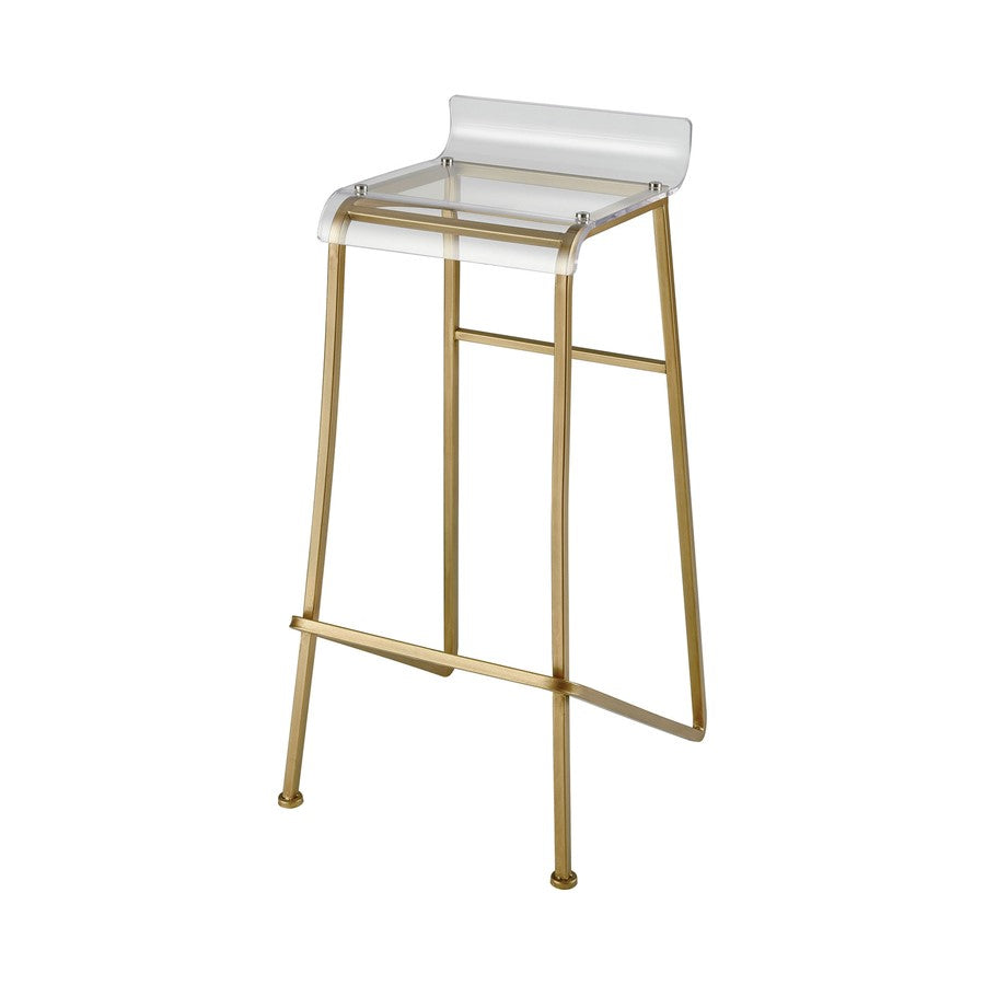 Atlas Lighting Hyperion Bar Stool | Gold Metal & Clear Acrylic Modern | Kitchen Island & Bar Seating | 16 x 17.25 x 33.25 in | Model SE11025-01