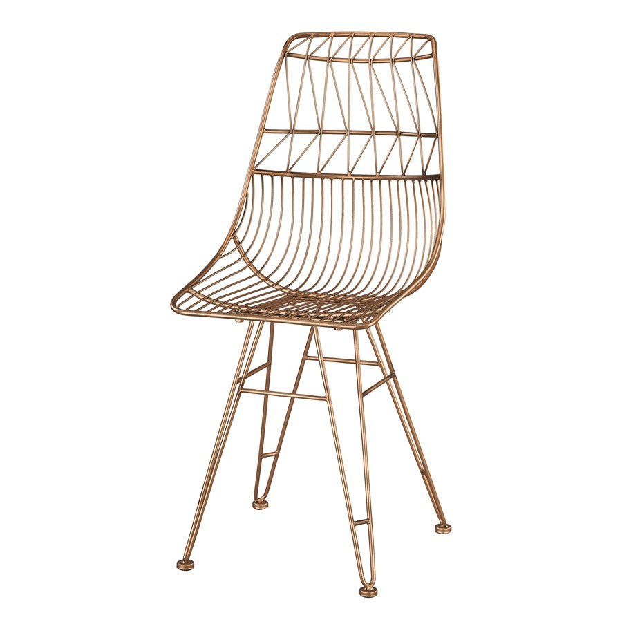 Atlas Lighting Jette Chair | Rose Gold Woven Metal Midcentury | Dining Room & Living Room Accent | 19 x 17 x 38 in | Model SE11028-01