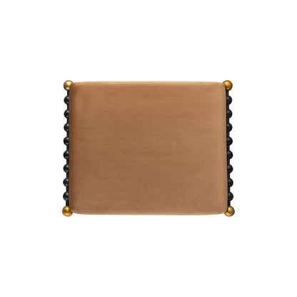 Atlas Lighting Layla 25in Accent Stool | Blackened Bronze & Camel Velvet | Art Deco Style | 25 x 19 x 21 in | Model SE11035-01